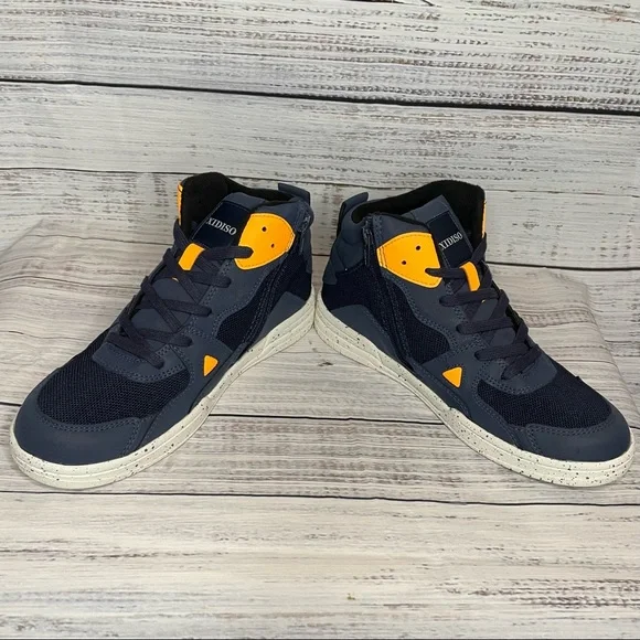 XIDISO Girls/Boys/Kids Mid Top Sneakers (Navy Blue/Orange/White) NWOT - Picture 5 of 13